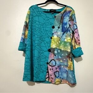 Yushi Colorful Abstract Top. Sz M.